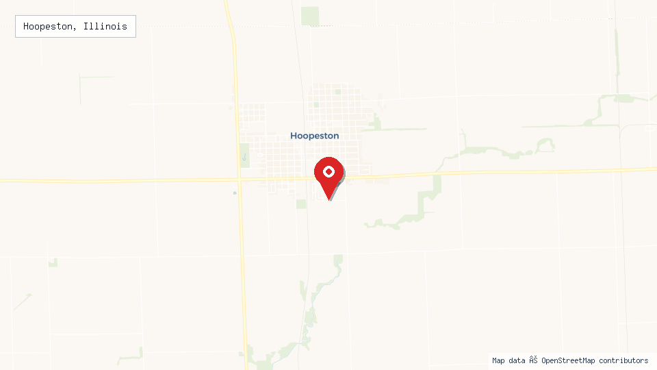 Street map of Hoopeston, Illinois with location pin