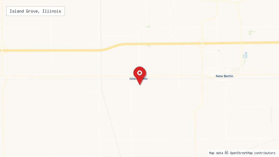 Street map of Island Grove, Illinois with location pin