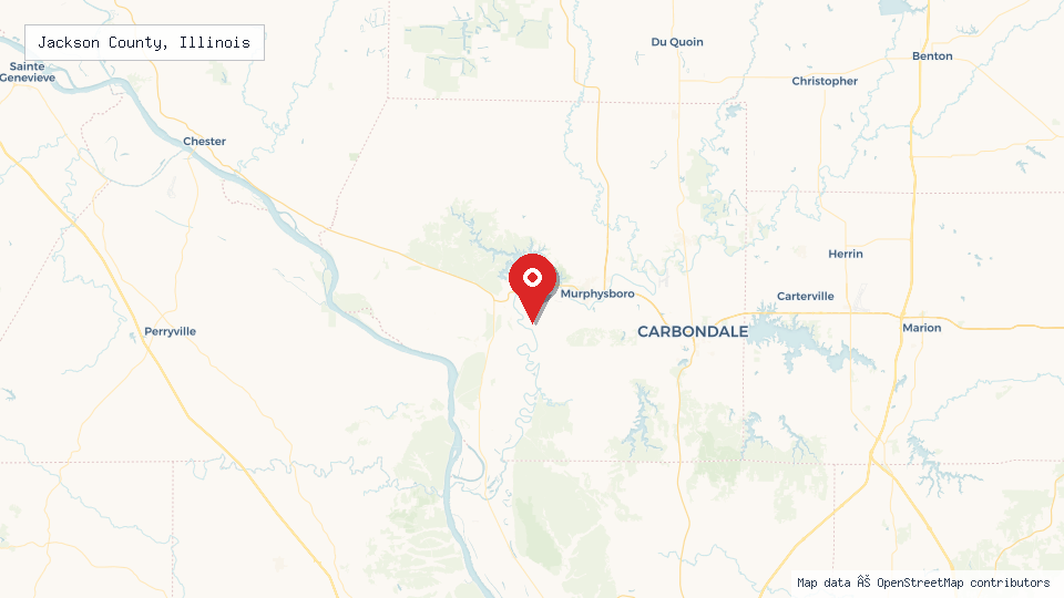 Street map of Jackson County, Illinois with location pin