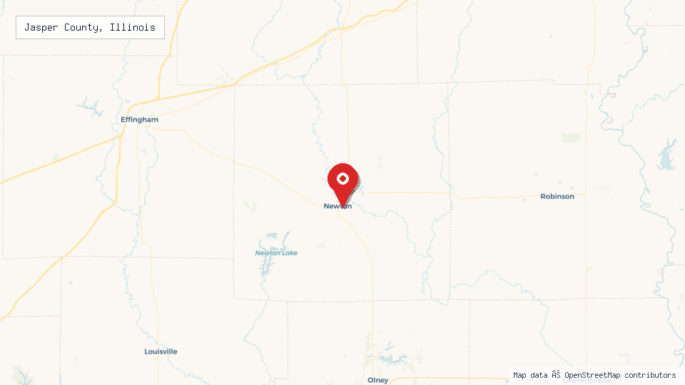 Street map of Jasper County, Illinois with location pin