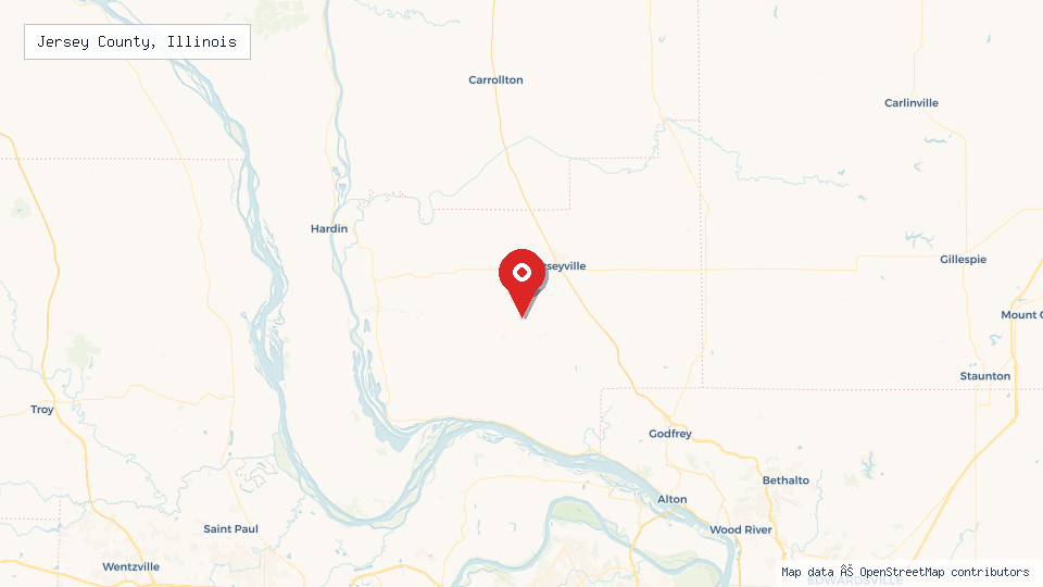 Street map of Jersey County, Illinois with location pin