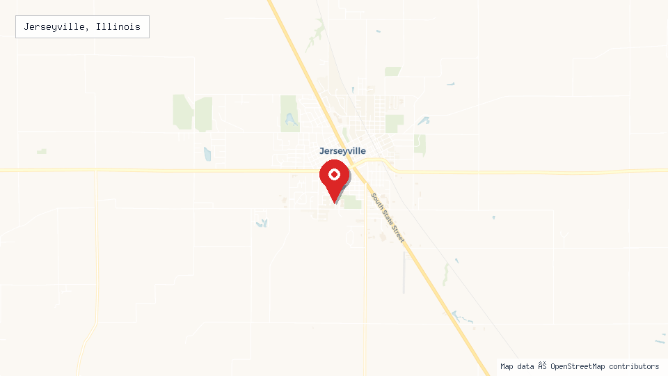 Street map of Jerseyville, Illinois with location pin