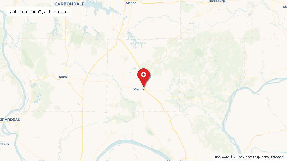 Street map of Johnson County, Illinois with location pin