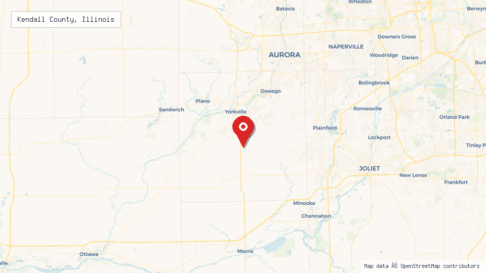 Street map of Kendall County, Illinois with location pin
