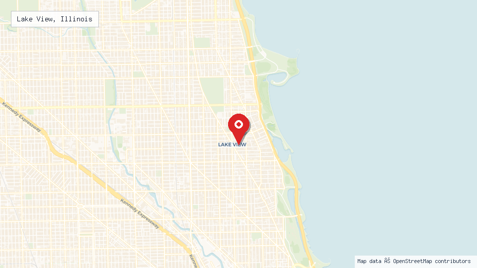 Street map of Lake View, Illinois with location pin