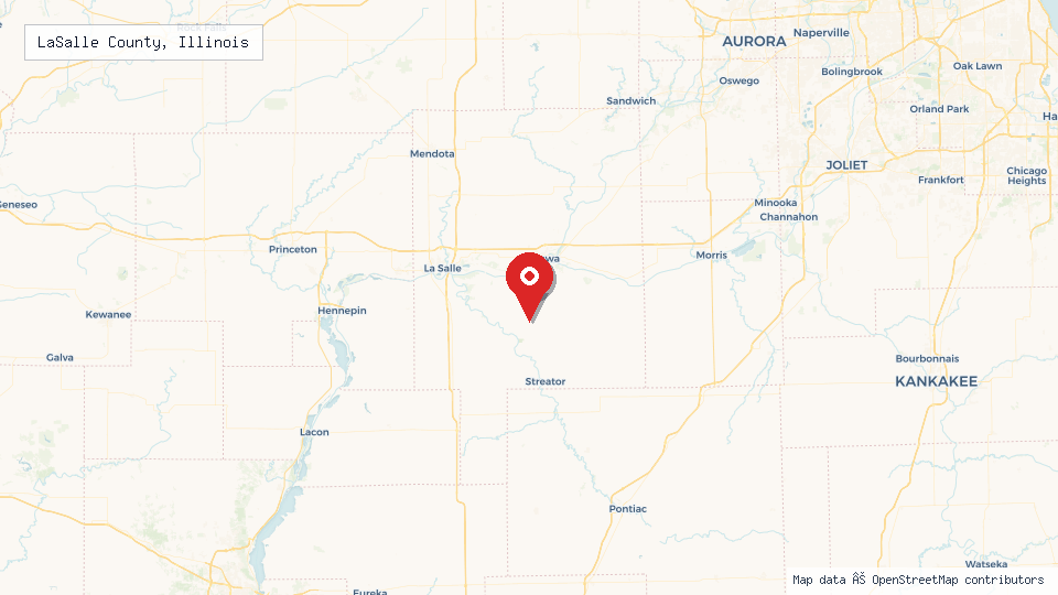 Street map of LaSalle County, Illinois with location pin