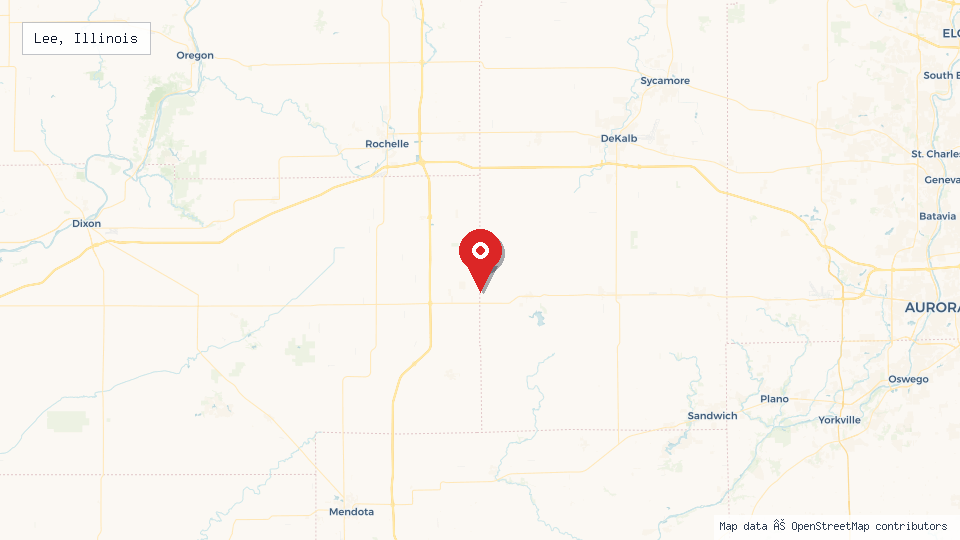 Street map of Lee, Illinois with location pin