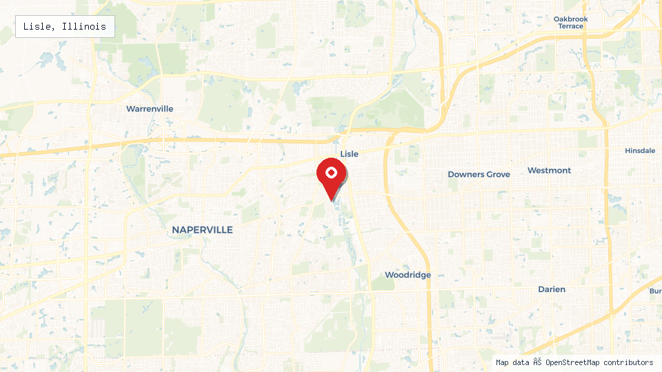 Street map of Lisle, Illinois with location pin