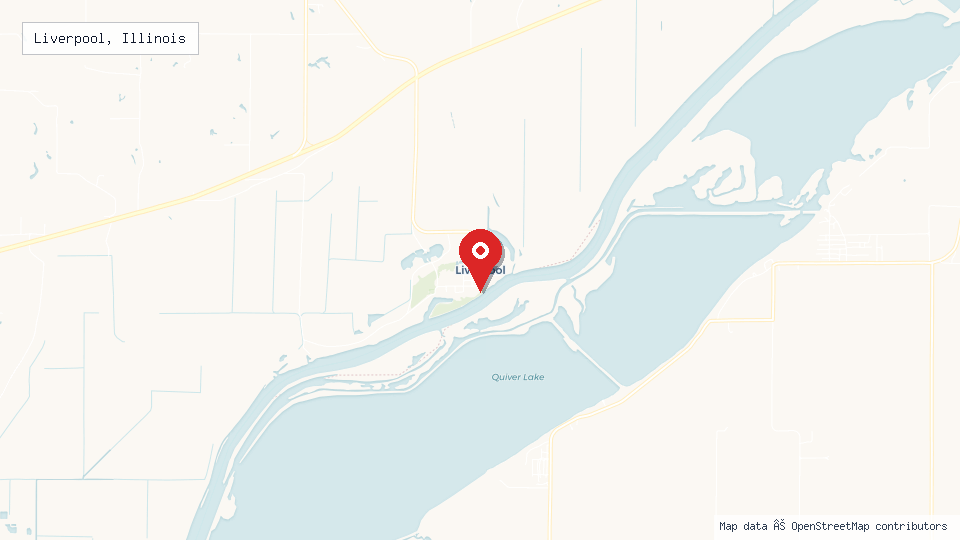 Street map of Liverpool, Illinois with location pin