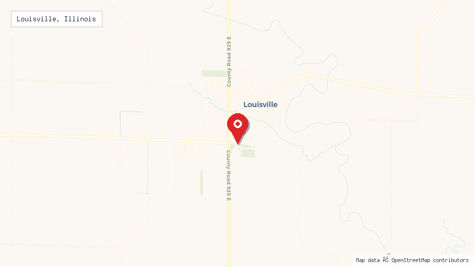 Street map of Louisville, Illinois with location pin