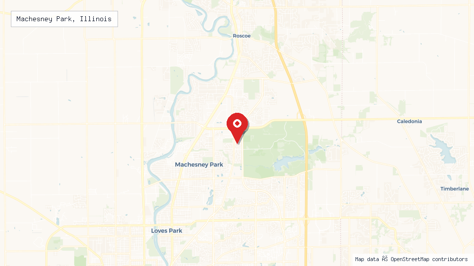 Street map of Machesney Park, Illinois with location pin