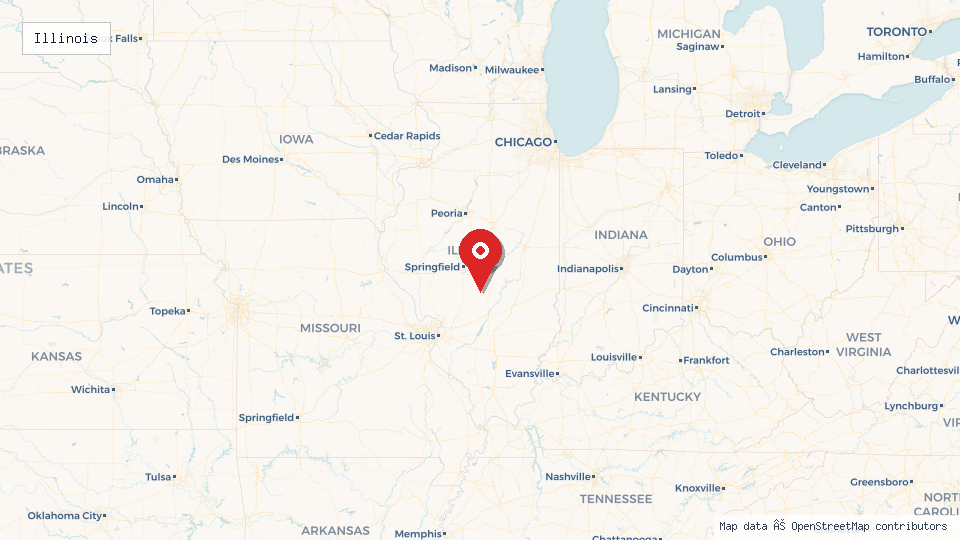 Street map of Illinois with location pin