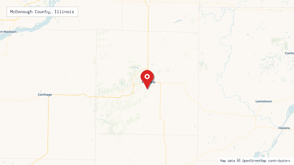 Street map of McDonough County, Illinois with location pin