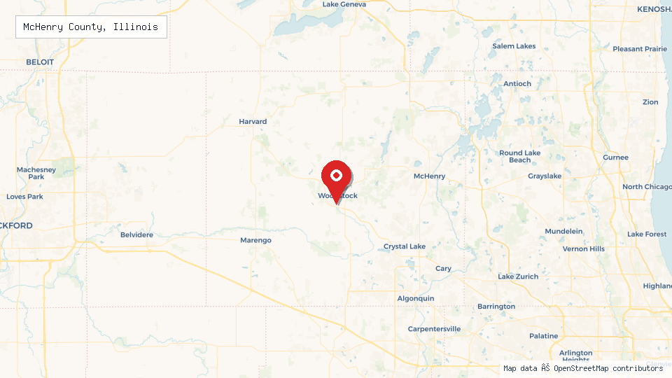 Street map of McHenry County, Illinois with location pin