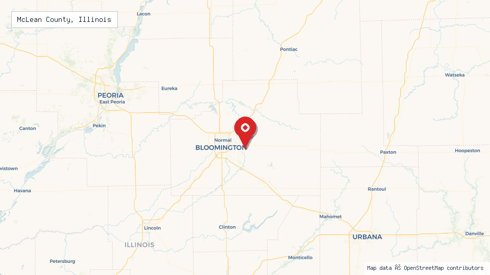 Street map of McLean County, Illinois with location pin
