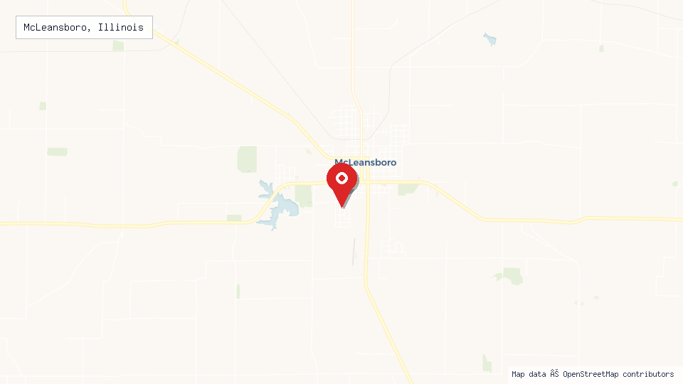 Street map of McLeansboro, Illinois with location pin
