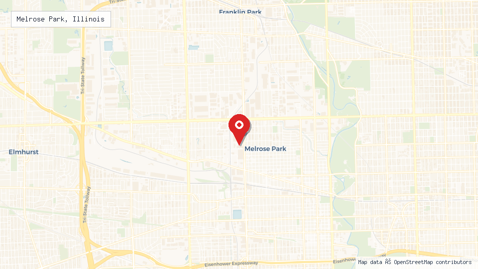 Street map of Melrose Park, Illinois with location pin