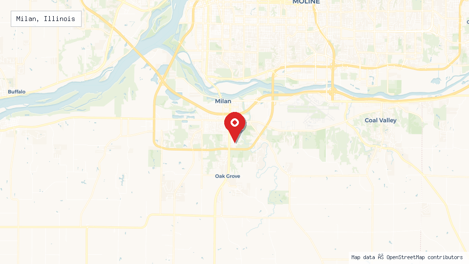 Street map of Milan, Illinois with location pin