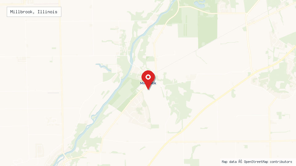 Street map of Millbrook, Illinois with location pin