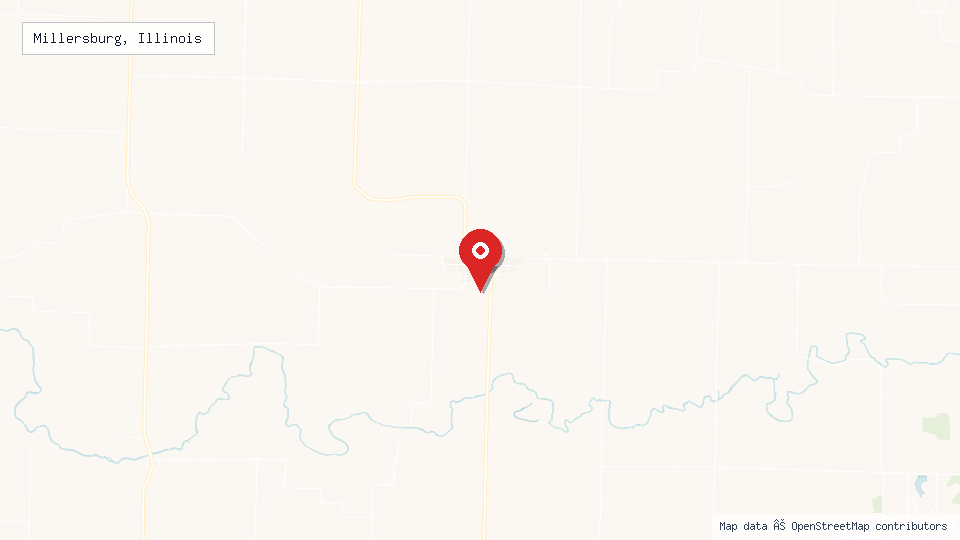 Street map of Millersburg, Illinois with location pin