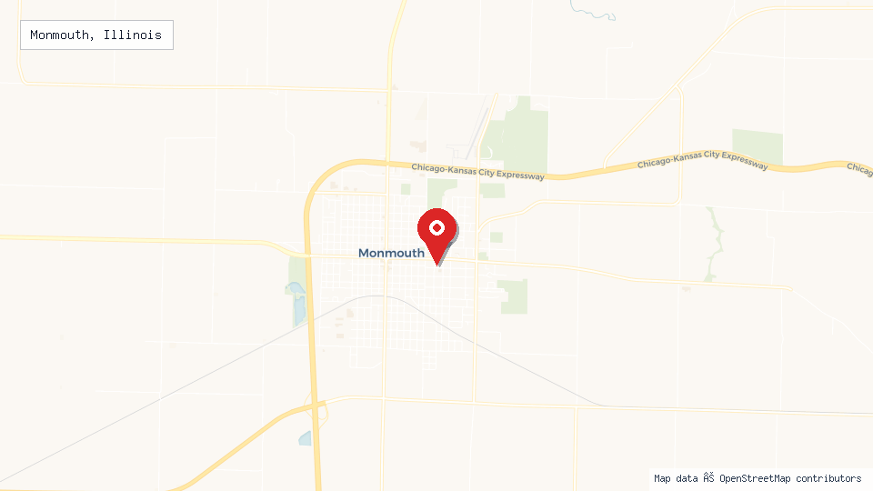 Street map of Monmouth, Illinois with location pin
