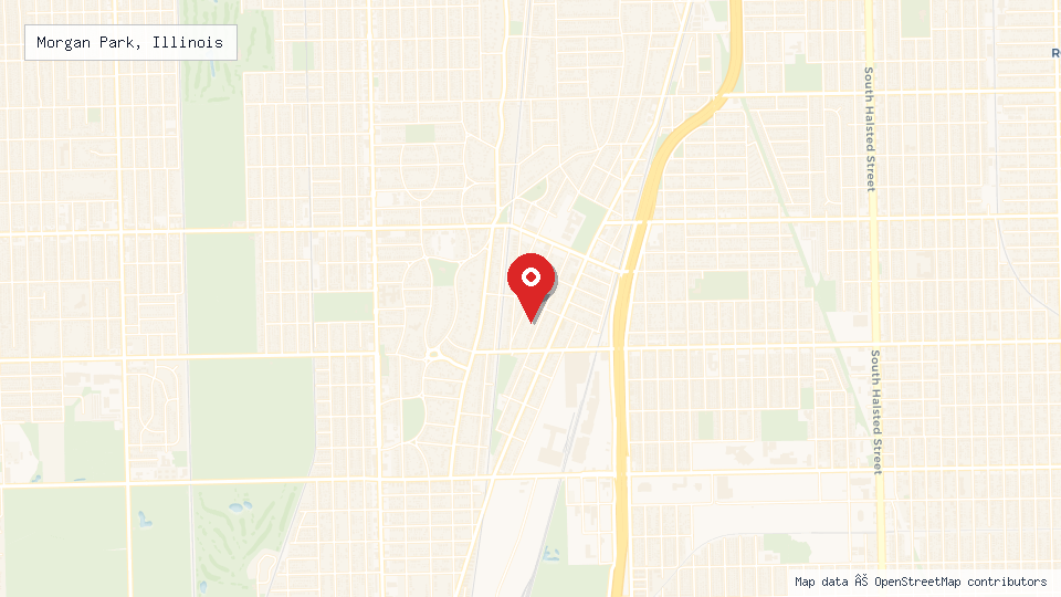 Street map of Morgan Park, Illinois with location pin