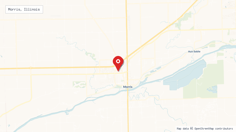 Street map of Morris, Illinois with location pin