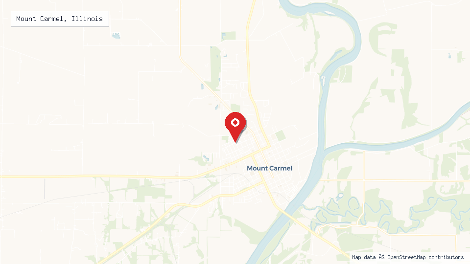 Street map of Mount Carmel, Illinois with location pin