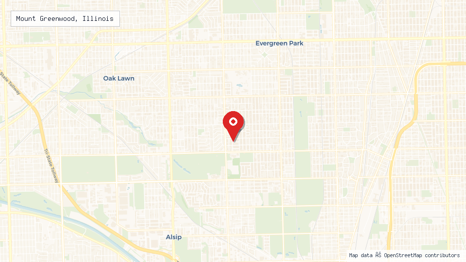 Street map of Mount Greenwood, Illinois with location pin