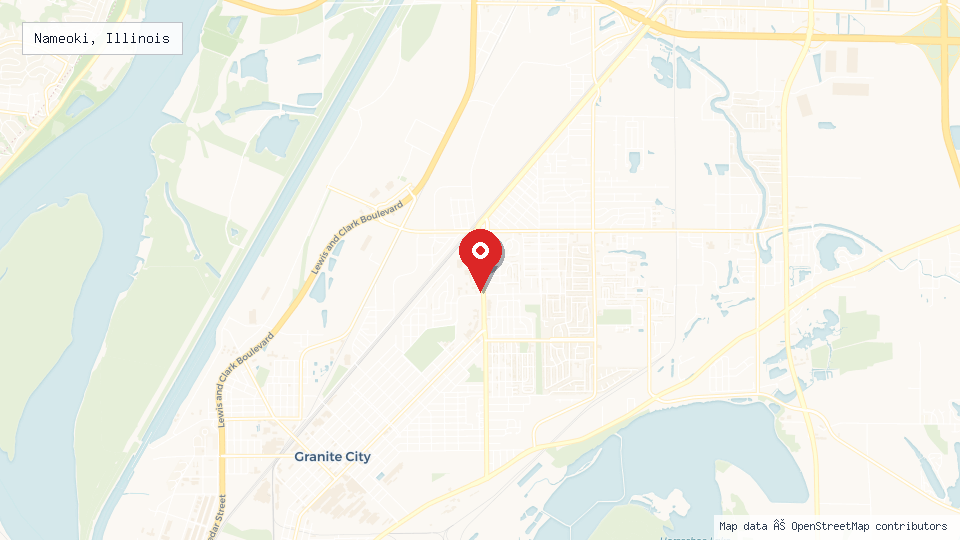 Street map of Nameoki, Illinois with location pin