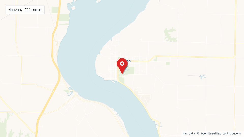 Street map of Nauvoo, Illinois with location pin