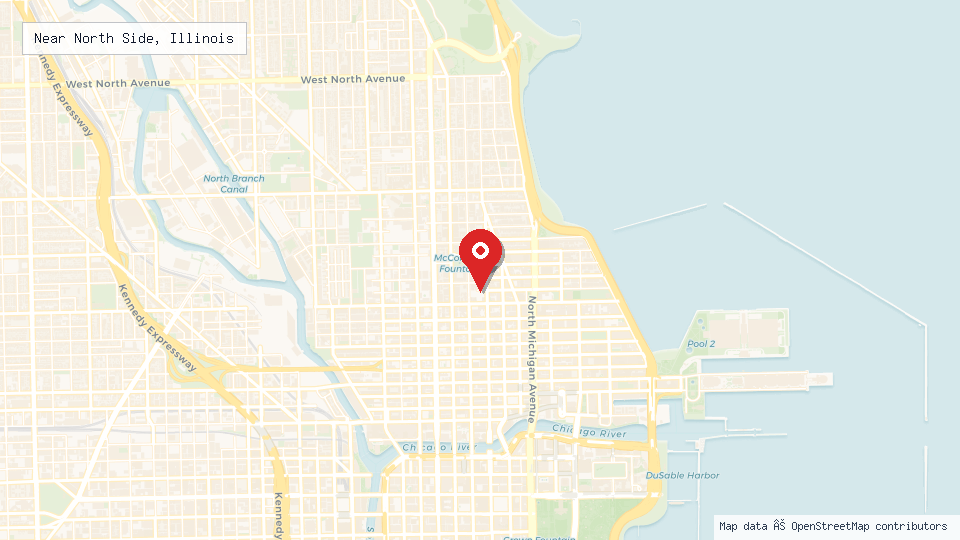 Street map of Near North Side, Illinois with location pin