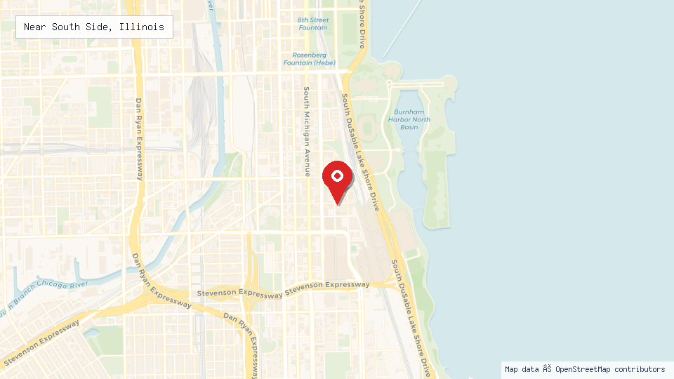 Street map of Near South Side, Illinois with location pin