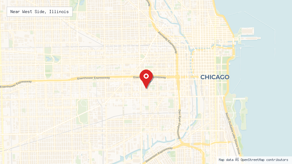 Street map of Near West Side, Illinois with location pin