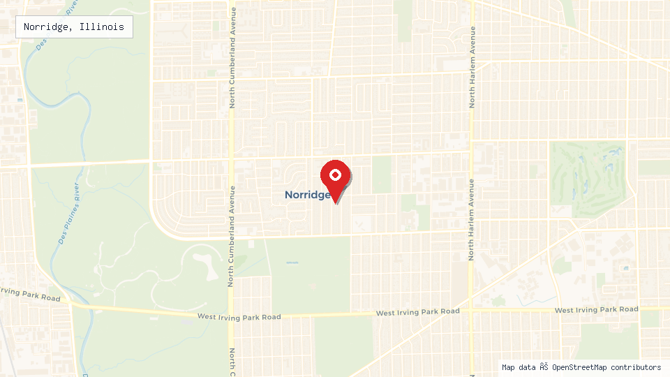 Street map of Norridge, Illinois with location pin