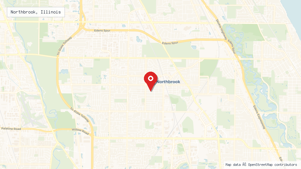 Street map of Northbrook, Illinois with location pin