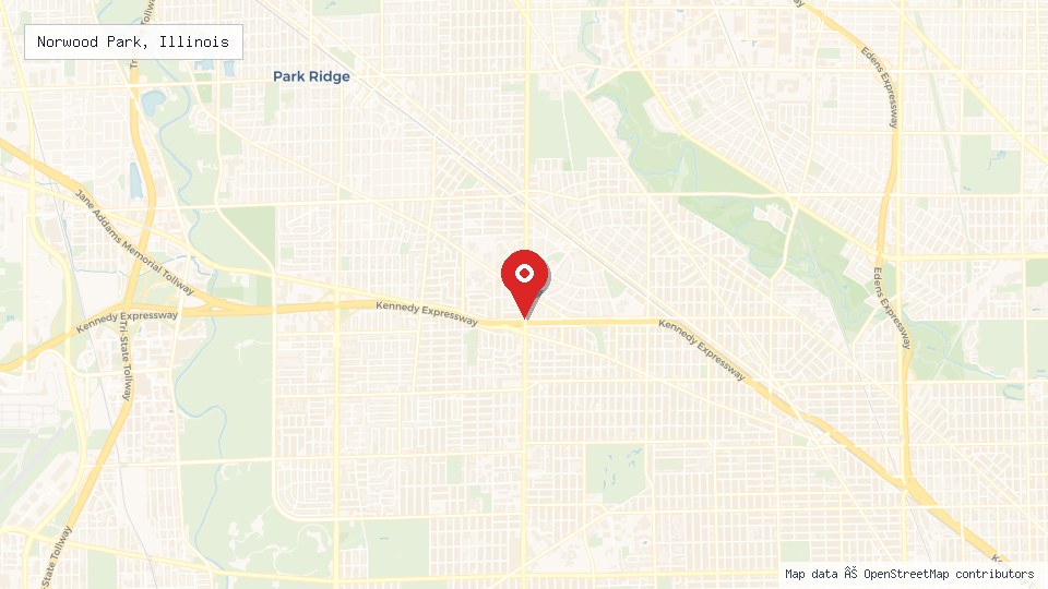 Street map of Norwood Park, Illinois with location pin
