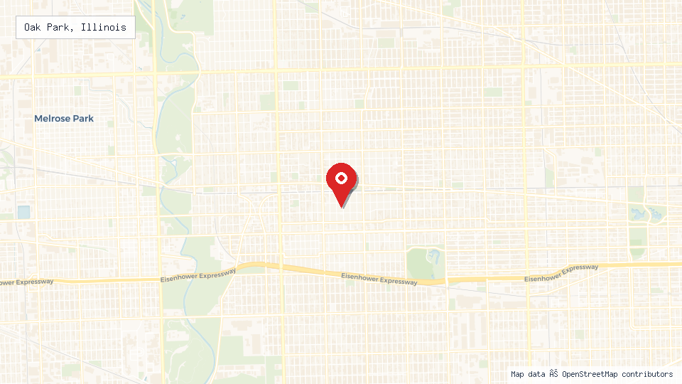 Street map of Oak Park, Illinois with location pin