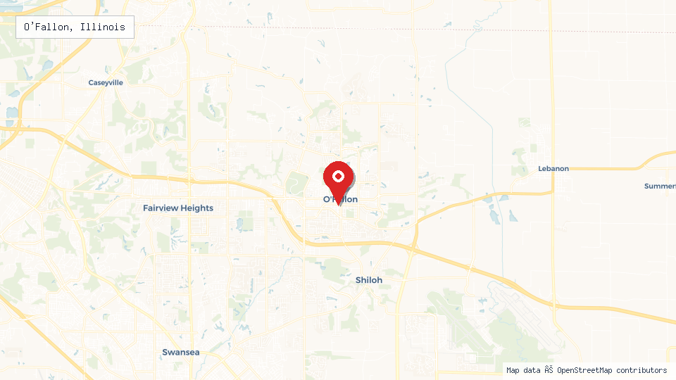 Street map of O'Fallon, Illinois with location pin