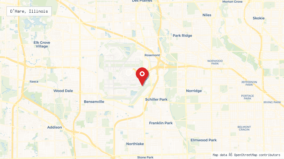 Street map of O'Hare, Illinois with location pin