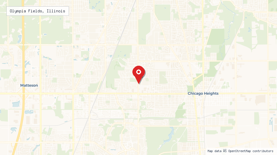 Street map of Olympia Fields, Illinois with location pin