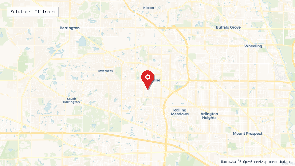 Street map of Palatine, Illinois with location pin