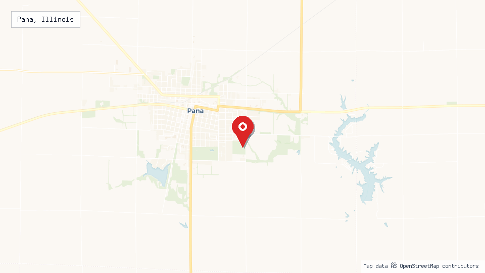 Street map of Pana, Illinois with location pin