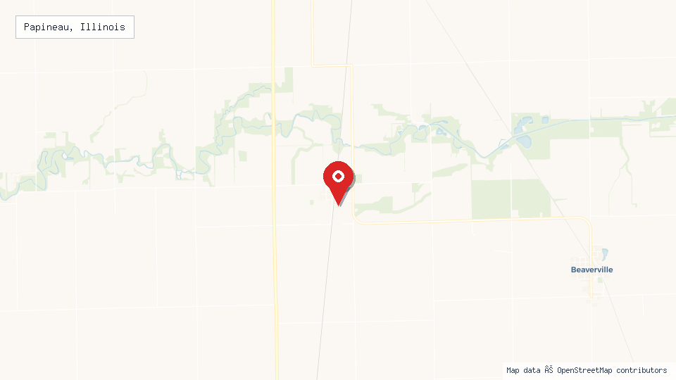 Street map of Papineau, Illinois with location pin