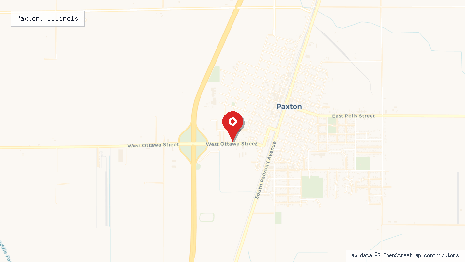 Street map of Paxton, Illinois with location pin