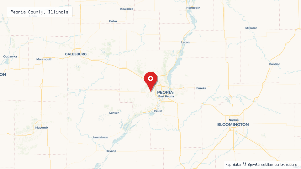 Street map of Peoria County, Illinois with location pin