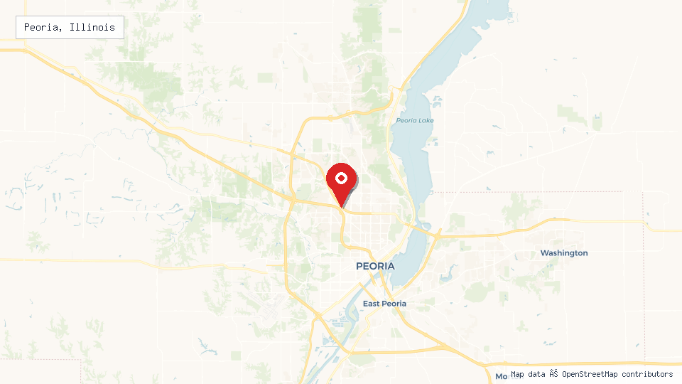 Street map of Peoria, Illinois with location pin