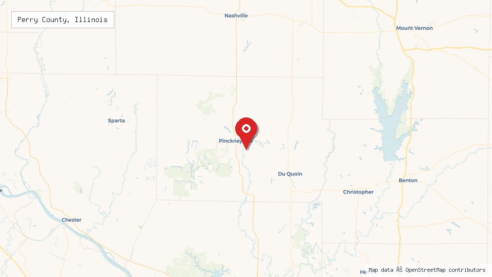Street map of Perry County, Illinois with location pin