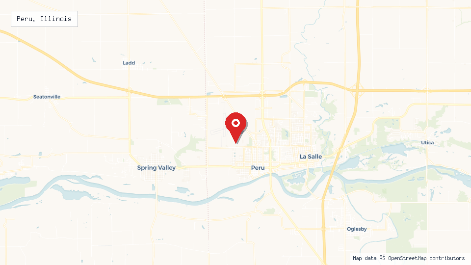 Street map of Peru, Illinois with location pin