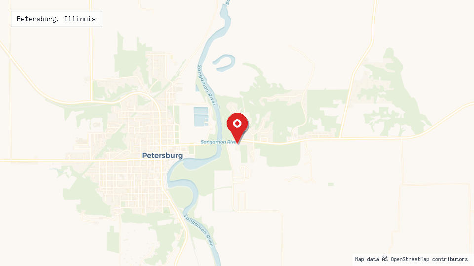Street map of Petersburg, Illinois with location pin
